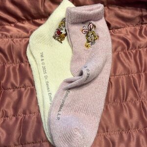 Dr. Seuss Pink and Cream Character Ankle Socks